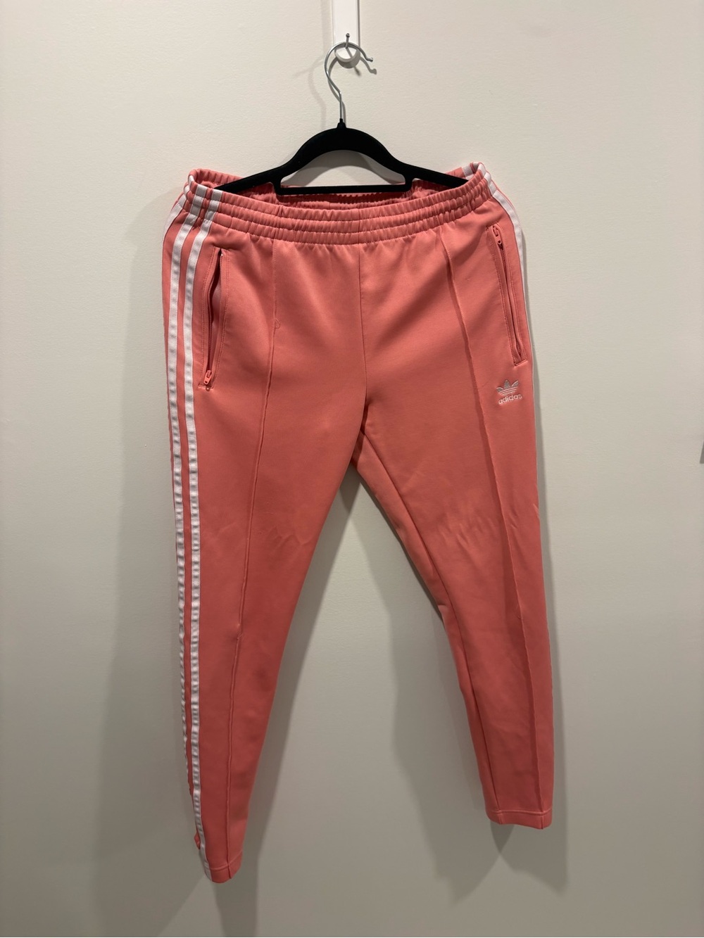 adidas Coral Pink Three-Stripe Joggers